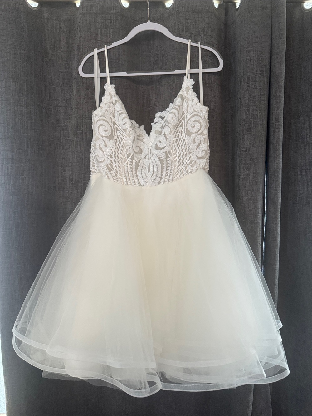 Blush by Hayley Paige Ivory Sparkle Lace Bodice Tulle Dress